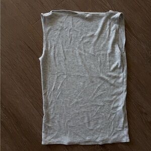 Women’s Sleeveless Ribbed Tank Top - Gray boatneck